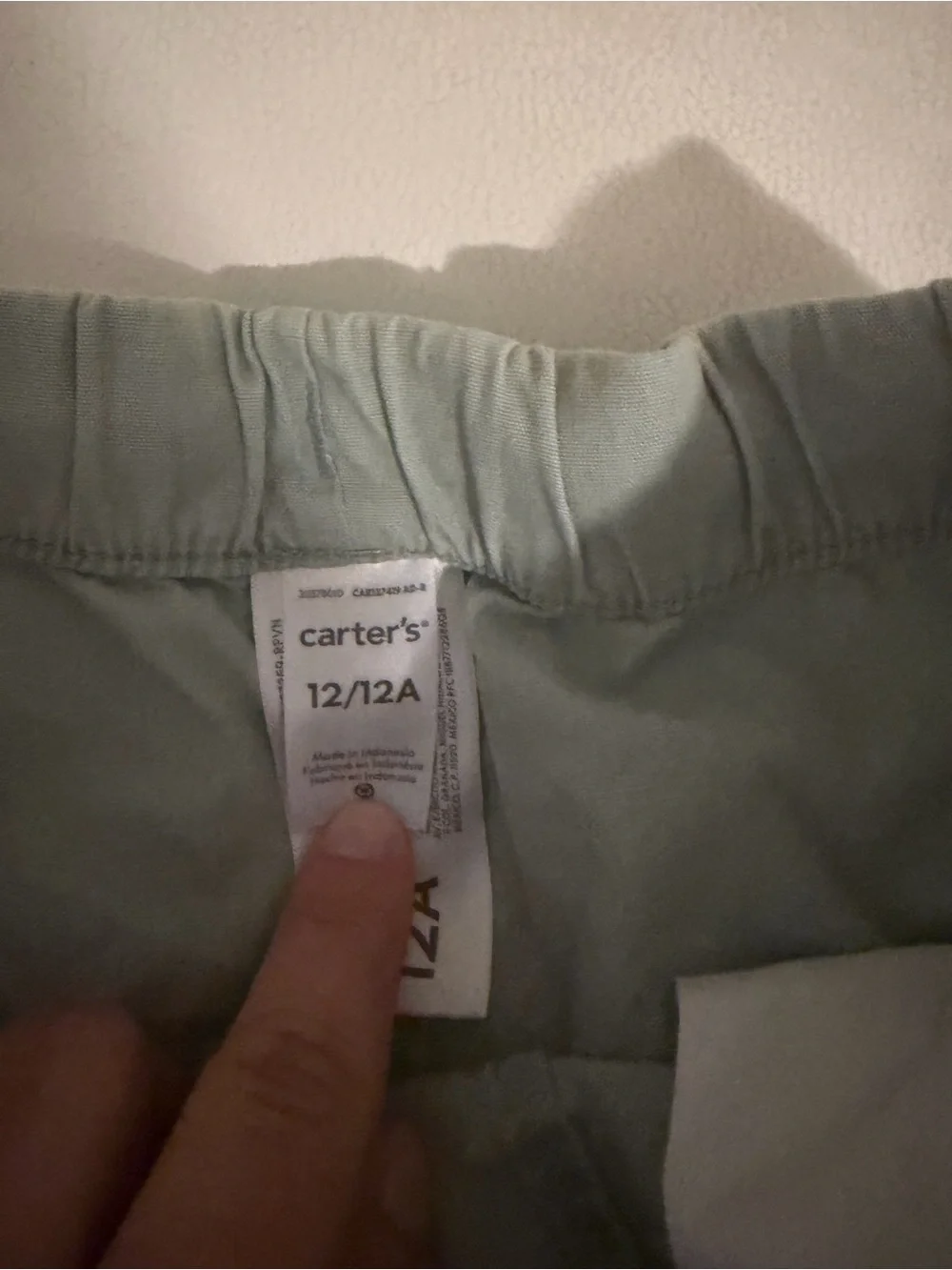 Carter's Light Sage Green Kids Sweatpants with Elastic Waistband
